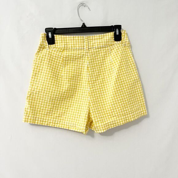 🟢a new day Yellow and White Plaid High Waist Shorts Size 4 - Picture 4 of 7